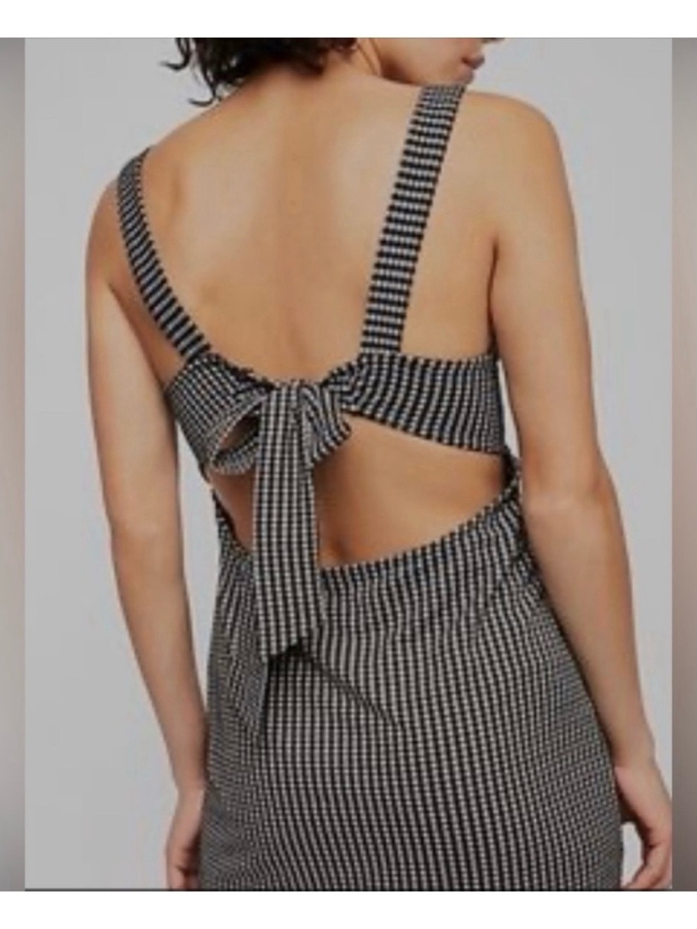 Free People Black and White Gingham Square Neck Mini Dress - Picture 2 of 2
